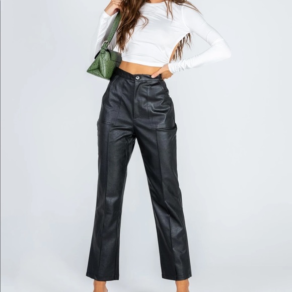 Princess Polly Pants - Princess Polly Encore Faux Leather Pants, Black